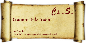 Csomor Sándor névjegykártya