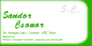 sandor csomor business card